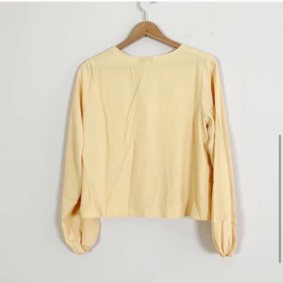 TOPSHOP Ella Side Tie Top Blouse Light Yellow 2 - Picture 4 of 5